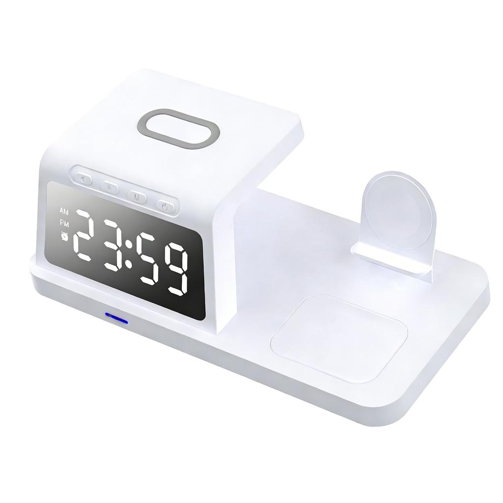 Wireless Charging Station 3 in 1 15W Fast Desk  r Stand Multifunctional with Clock for Mobile Phone Watch Wireless Earphones