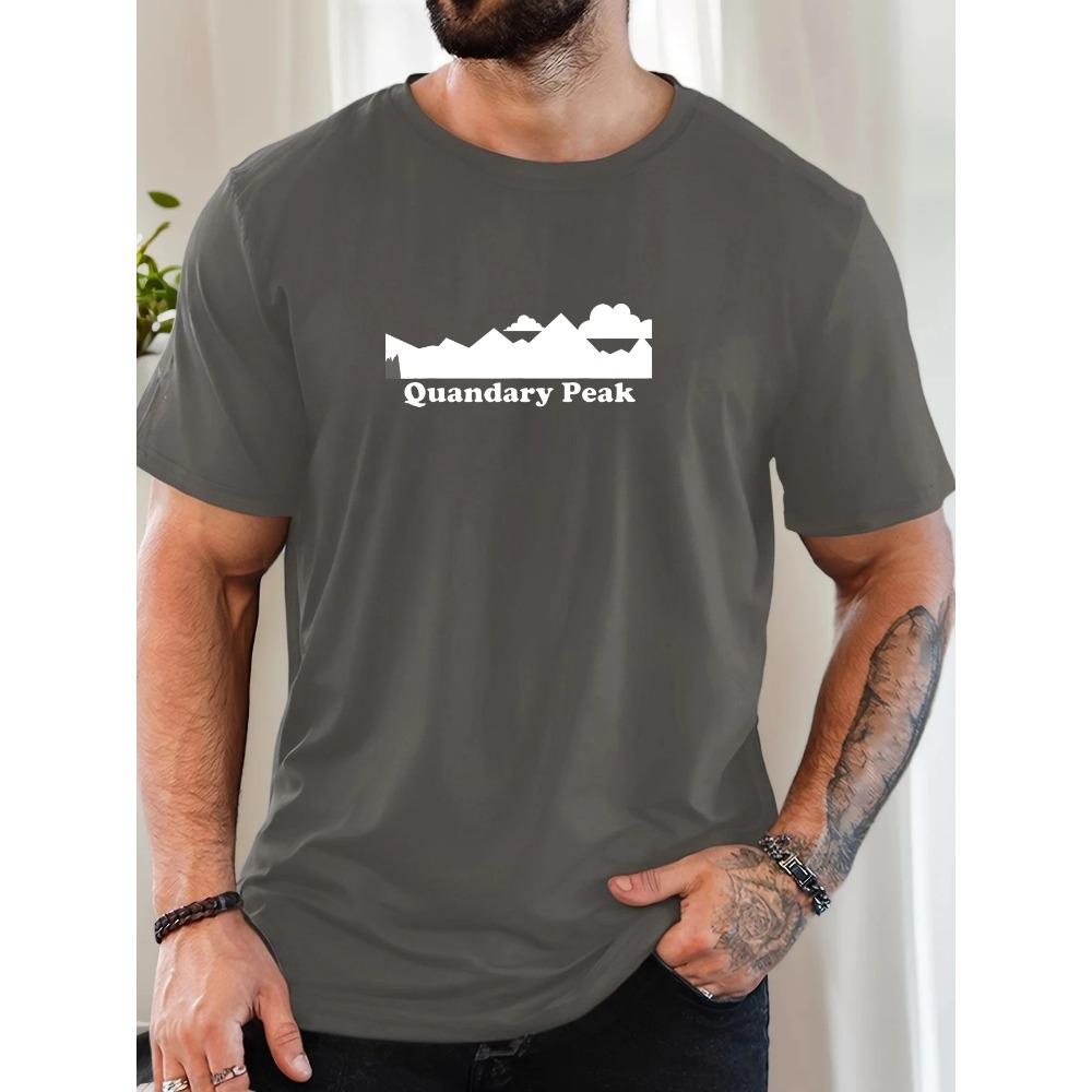 Men's Quandary Peak Pattern Summer Casual Crew Neck Short T-Shirt