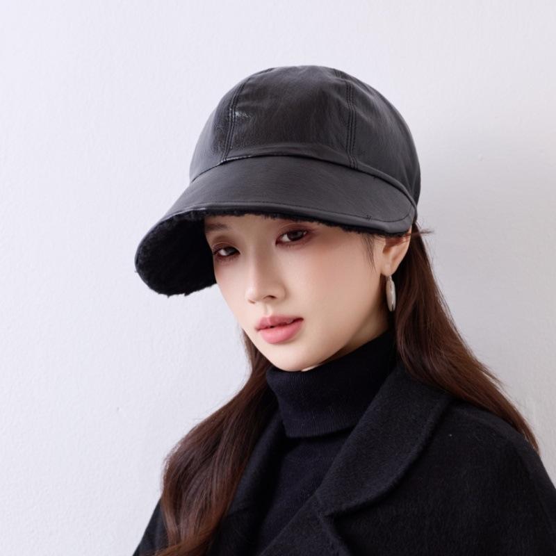 Directly from the manufacturer Winter velvet warm retro leather cap Women's versatile face small ladies hat