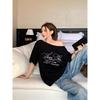 New Summer Letter Print Slant Shoulder Loose On Casual Design Spice Girl Lazy Short Sleeve T-Shirt Women's Clothing