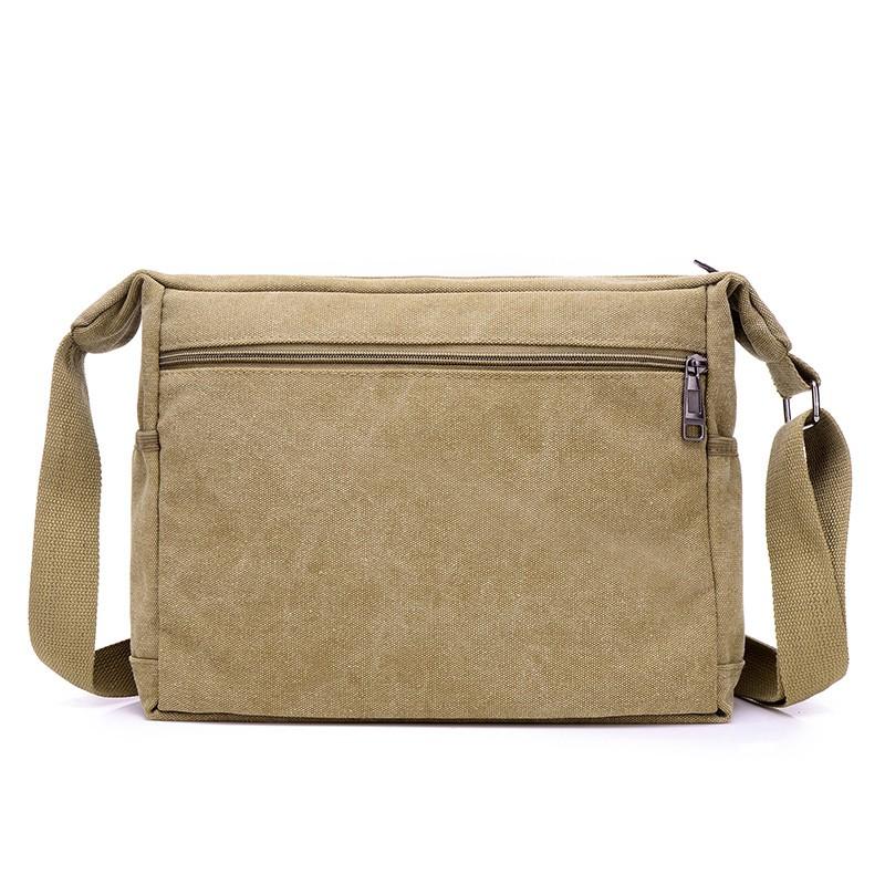 Vintage Canvas Herren Umhängetasche - Verstellbare Riemen, Mehrere Reißverschlusstaschen, Outdoor- und Wander-Schultertasche