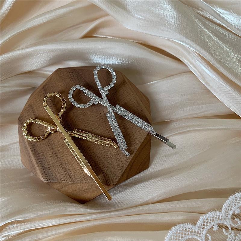 

Новинка 2024 года, изысканные заколки для волос с блестящими стразами, модные ножницы, заколки для девочек, корейские зажимы для волос, заколки, головные уборы, аксессуары для волос