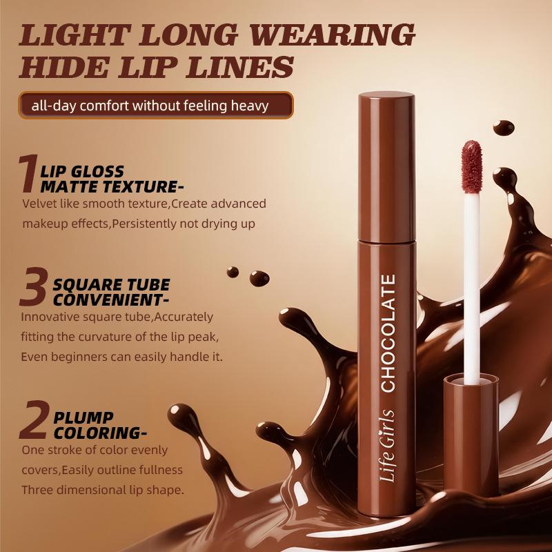 Life Girls Chocolate Lip Glaze, Transfer Proof Non Stick Cup, Matte Waterproof Smudge Proof Lipstick Set, 5 Pieces Liquid Lip Color