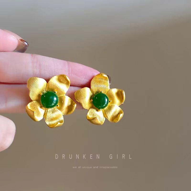 Средневековые винтажные серьги с цветами Французский двор celebrity стиль преувеличенный Гонконгский стиль ювелирные изделия