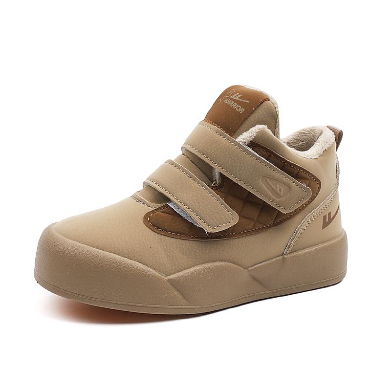 Warrior Versatile Casual Fleece Lined Warm Durable Mid Top Kids Sneakers Kids Sneakers Khaki Brown WZ(TH)-1834