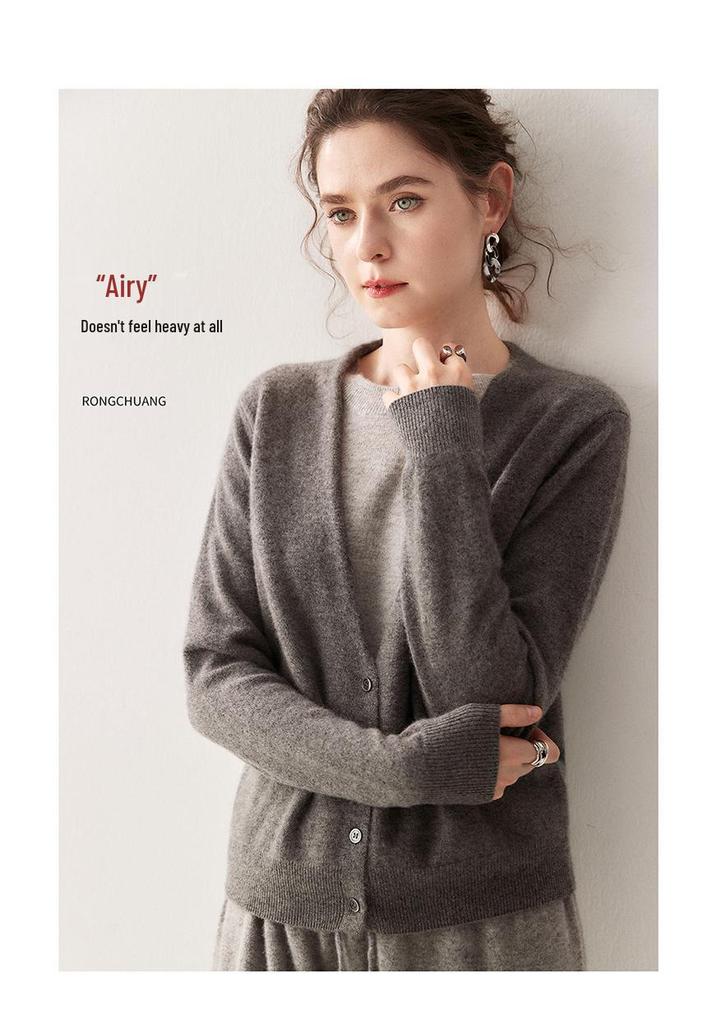 2025 Autumn/Winter Women's Color Block Cashmere Sweater - Fake Two-Piece Design, Versatile Knit and Elegant Style