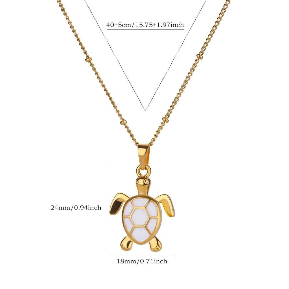 Stainless Steel Turtle Pendant Necklace Trendy Beads Chain Necklace Choker Necklace Beach Outfit