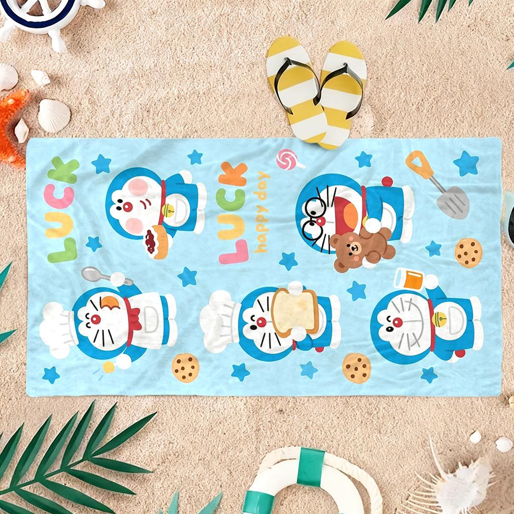 Doraemon Japanese Animation Beach Towel Quick-drying Suitable for Beach Gym Yoga Pool Summer Funny Gift for Friends And Family