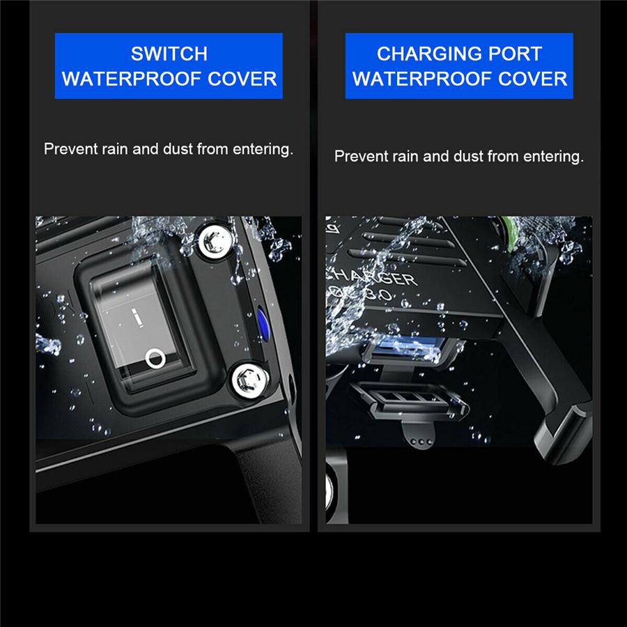Aluminium Phone Holder QC3.0 Fast USB Charger For Motorcycle Scooter Moped ATV
