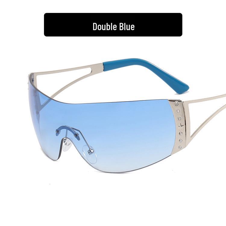 Безрамочные стразы Y2K Технологичные спортивные солнцезащитные очки As shown