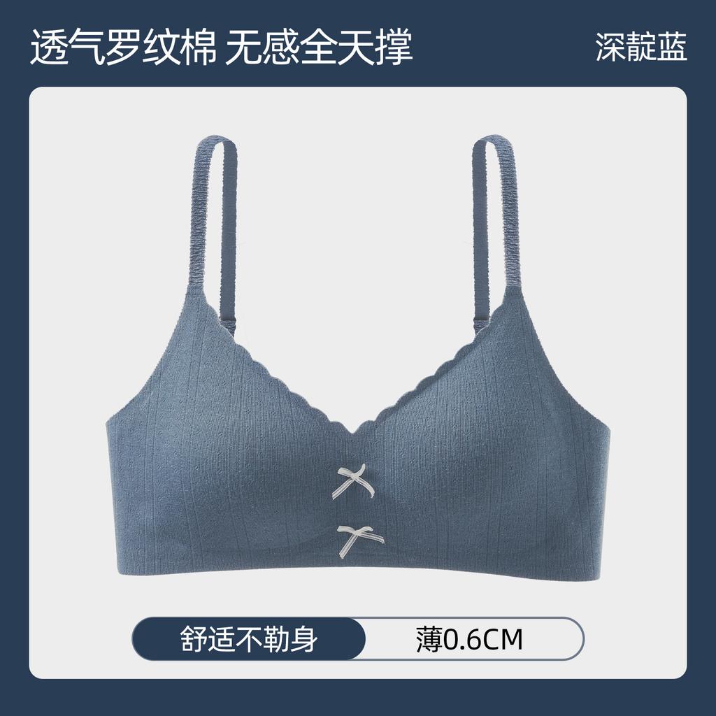 Traceless women's big anti-sagging breast bra without steel ring jelly strip soft support bra