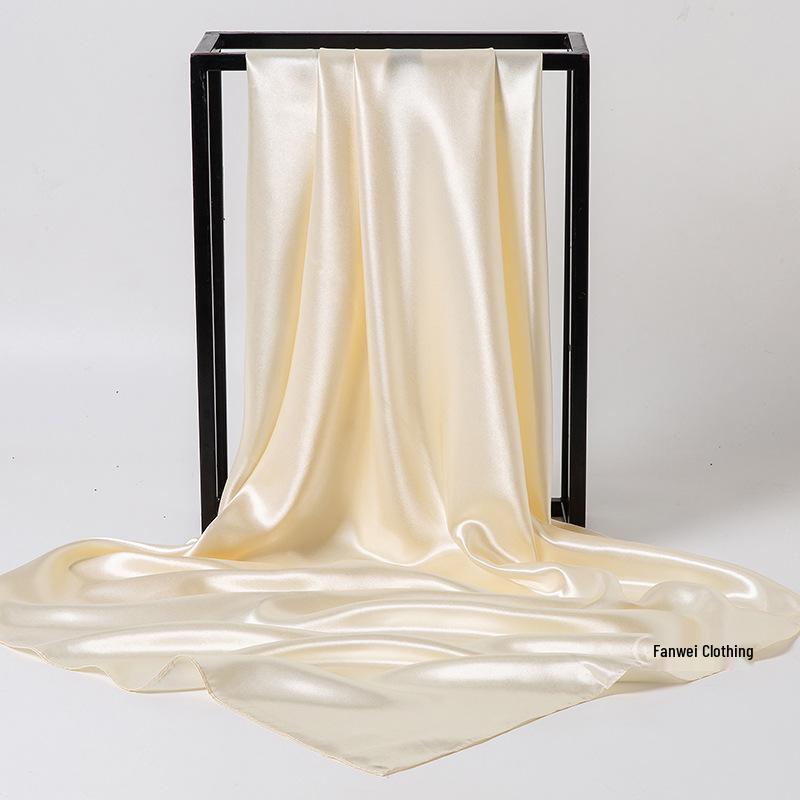 Women's Silky European Satin Silk Scarf Shawl - Large 90x90cm, Plain Color, Square Headscarf