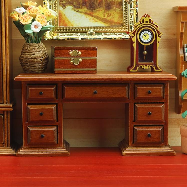 Miniature Office Desk Model Figure for Craft Project Scene Display 1/12 Doll House Scene Landscape Props Accessories