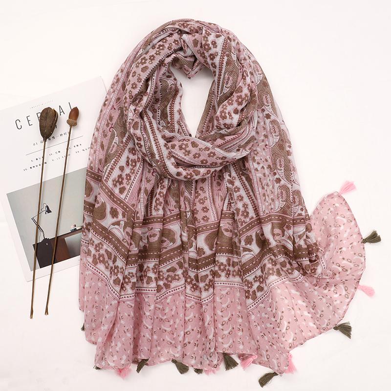 90*180CM New Fashion Printed Soft Linen Cotton Scarf Shawls Abstract Floral Tassel Viscose Scarves Lady High Quality Long Hijab