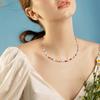 שרשרת נשים חרוזים צבעוניים פנינה מלאכותית חלקה סגנון בוהמי אורך מתכוונן סוגר לובסטר סגסוגת שרשרת עצם הבריח תכשיט צוואר