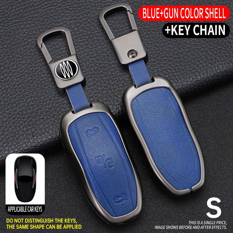 Zinc Alloy+ Leather Car Smart Key Cover Case Shell Fob For Tesla Model 3 Model Y X S Key Shell Bag Holder Protector Accessories