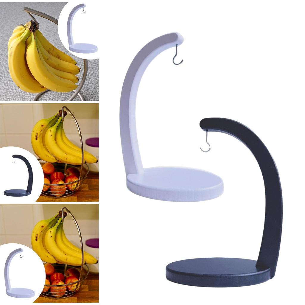 Banana Hanger Steel Hook Banana Holder Sturdy Hanging Fruits or Vegetables Minimalist Bamboo None Slip for Kitchen Counter