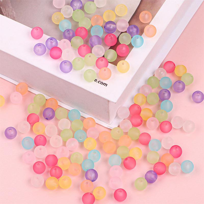 Transparent Frosted Acrylic Round Beads for DIY Jewelry and Beading