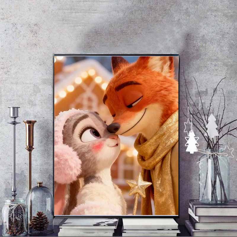 Disney Diamond Painting 5D Judy  Nick Winter Kiss Cartoon Movie Cross Stitch Embroidery Handmade Gift Home Decor