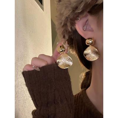 High Street Fan! Fashion Personalized Cold Style Minimalist Metal Earrings Retro Classy Big Brand Elegant Circular Earrings