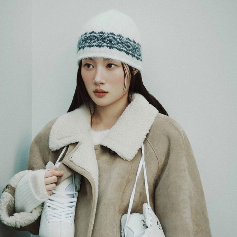 

На В язана шапка з вовни з жаккардовим візерунком Nex5wxb21 IVORY/FREE_89