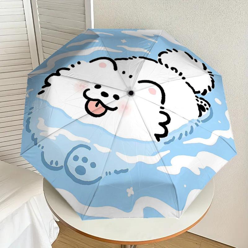 1PC Clouds Dog Umbrella-8-Rib Reinforced, Automatic Open, Lightweight & Durable, Cute Fashion Accessory for Outdoor-Y0387