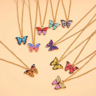 5 PCS Colorido Borboleta Pingente Colar Conjunto Moda Colar Festa Presente para Mulheres Jóias Acessórios