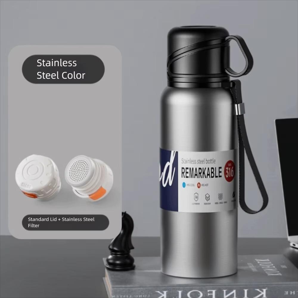 316 Stainless Steel Double-Cover Thermos Cup Large Capacity Insulated Cup  Men Women