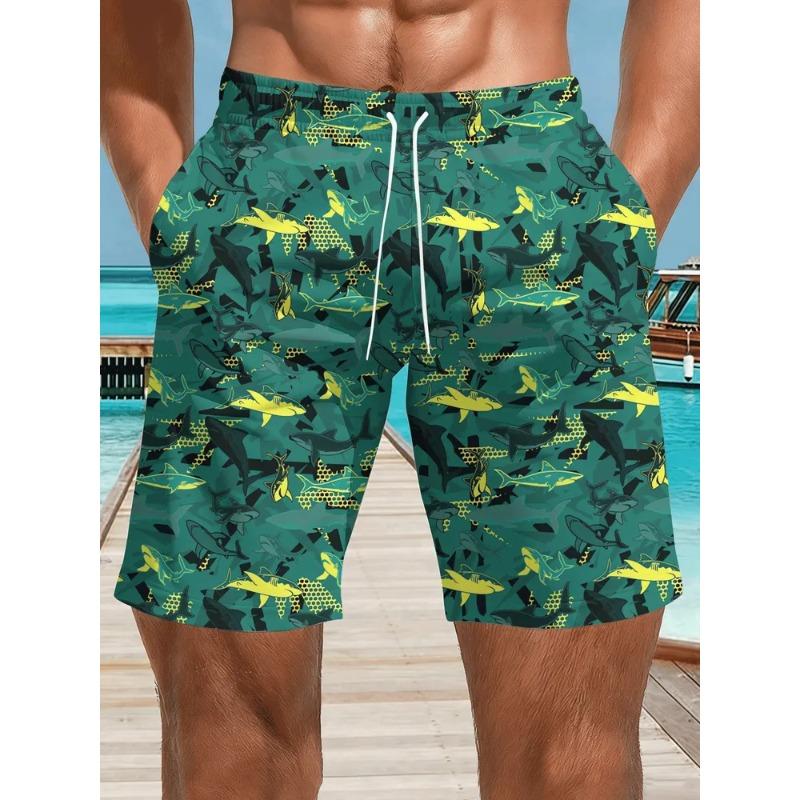 Summer Men's 3D Printed Beach Shorts Fashion Versatile Trend Breathable Casual Vacation Style