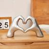 Resin Heart Hand Statues Desktop Ornament Hand Love Figurines Love Gesture Sculpture  Bedroom