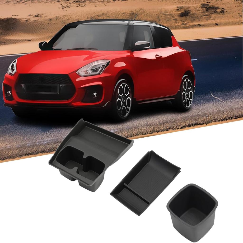 ZUNDUO Set of Center Console Storage Center Drink and Handbrake Storage Box for Suzuki Swift Sport This Center Console Tray Includes Cup Holders and