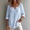 T-shirt décontracté à col en V et manches longues pour femme - Coupe ample - Pull - Haut de couleur