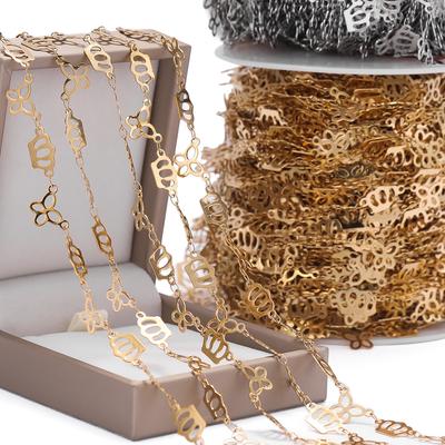 1m Hollow Butterfly Crown Link Chain Stainless Steel Chain for Handmade DIY Necklaces Waist Chains Jewelry Making Accessories
