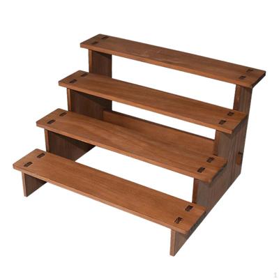Wood Countertop Display Riser Stand 4 Steps Cupcake Stair Tiered Serving