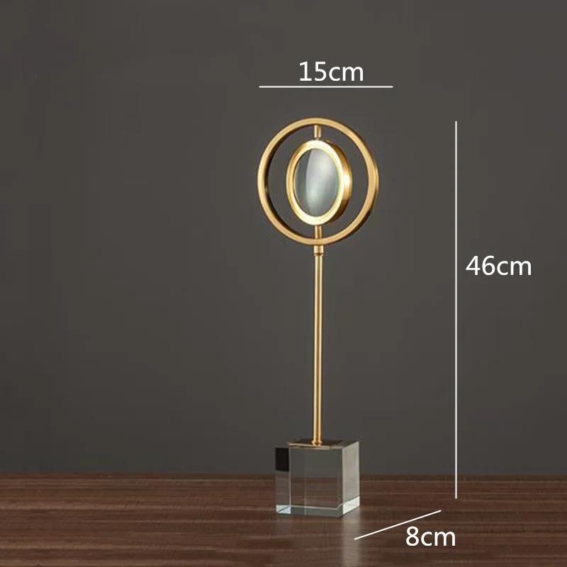 Creative Golden Metal Eyes Magnifying Glass Crafts Ornaments Crystal Glass Base Transparent Fun Desktop Modern Home Decoration