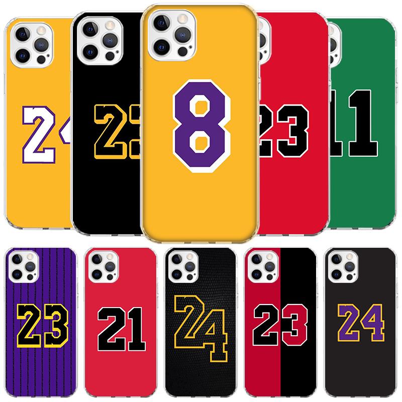 Basketball 23 24 8 Number Cover Phone Case For iPhone 16 17 Air 15 14 Pro Max 16E Phone Case 13 Mini 12 11 7 SE 8 Print Pattern