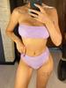 Sexy Bandeau Wrinkled Female Swimsuit High Waist Bikini Women Swimwear Two-pieces Bikini Set Bather Bathing Suit Swim Lady