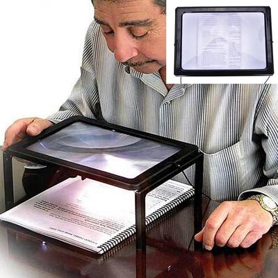 Lente d'ingrandimento grande A4 con luce a LED, 3X, per la lettura, a mani libere.