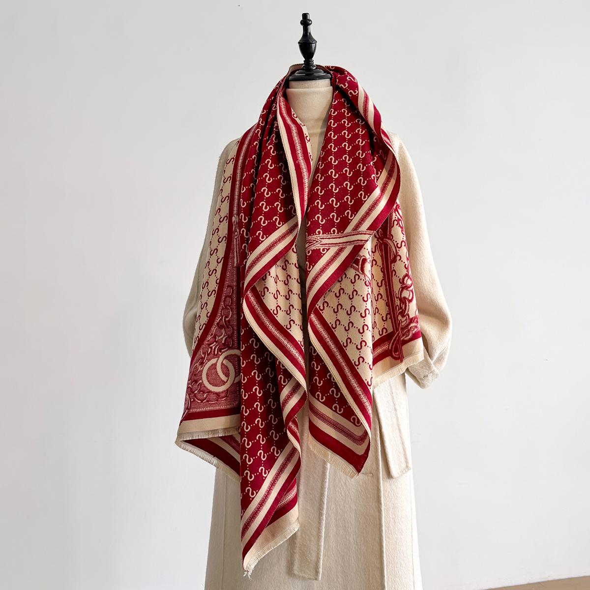 

2025 Women s Luxury Brand Cashmere Winter Shawl - Vintage Allover Pattern Printed with Tassels, Pashmina Wrap & Bandana