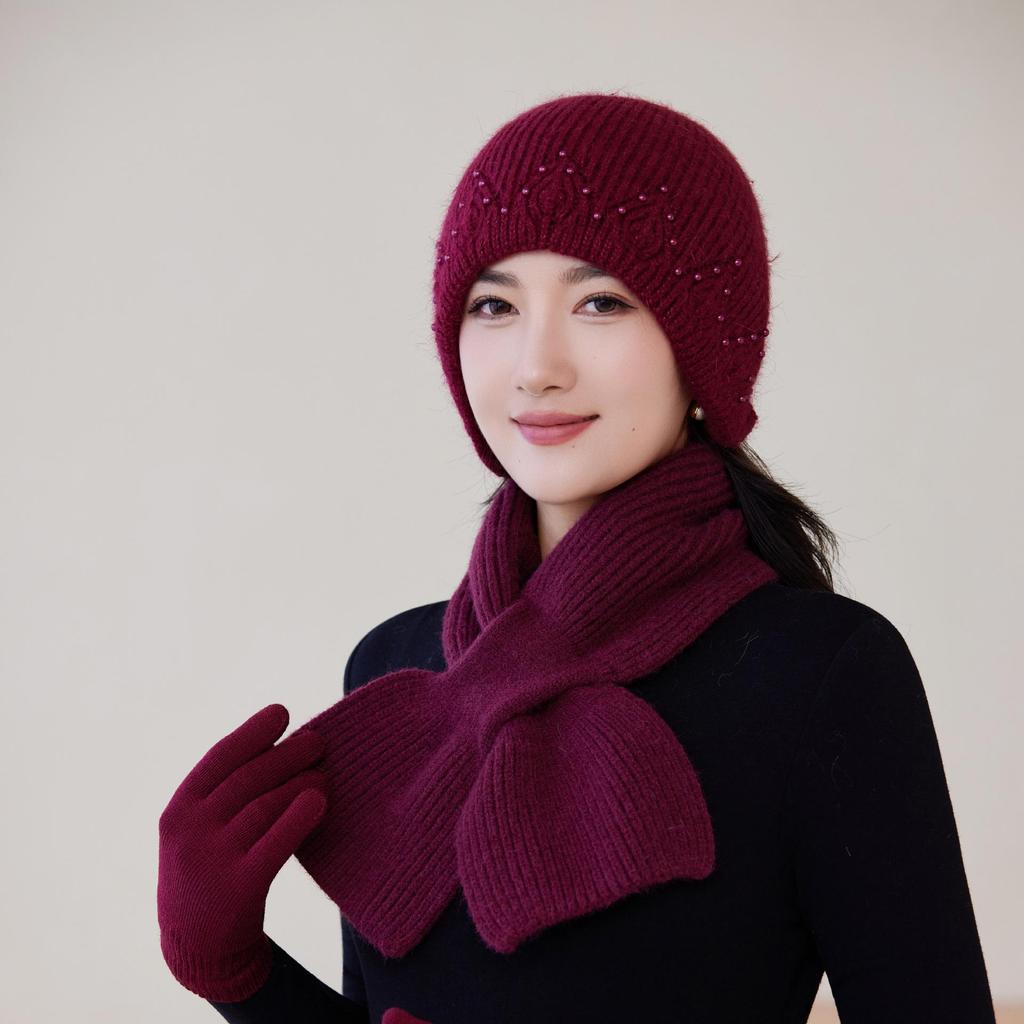 Autumn and Winter Middle  Aged and Elderly Mother's Hat Rabbit Plush Woolen Hat Old Lady's Plush Duck Tongue Women's Warm Knitted Hat