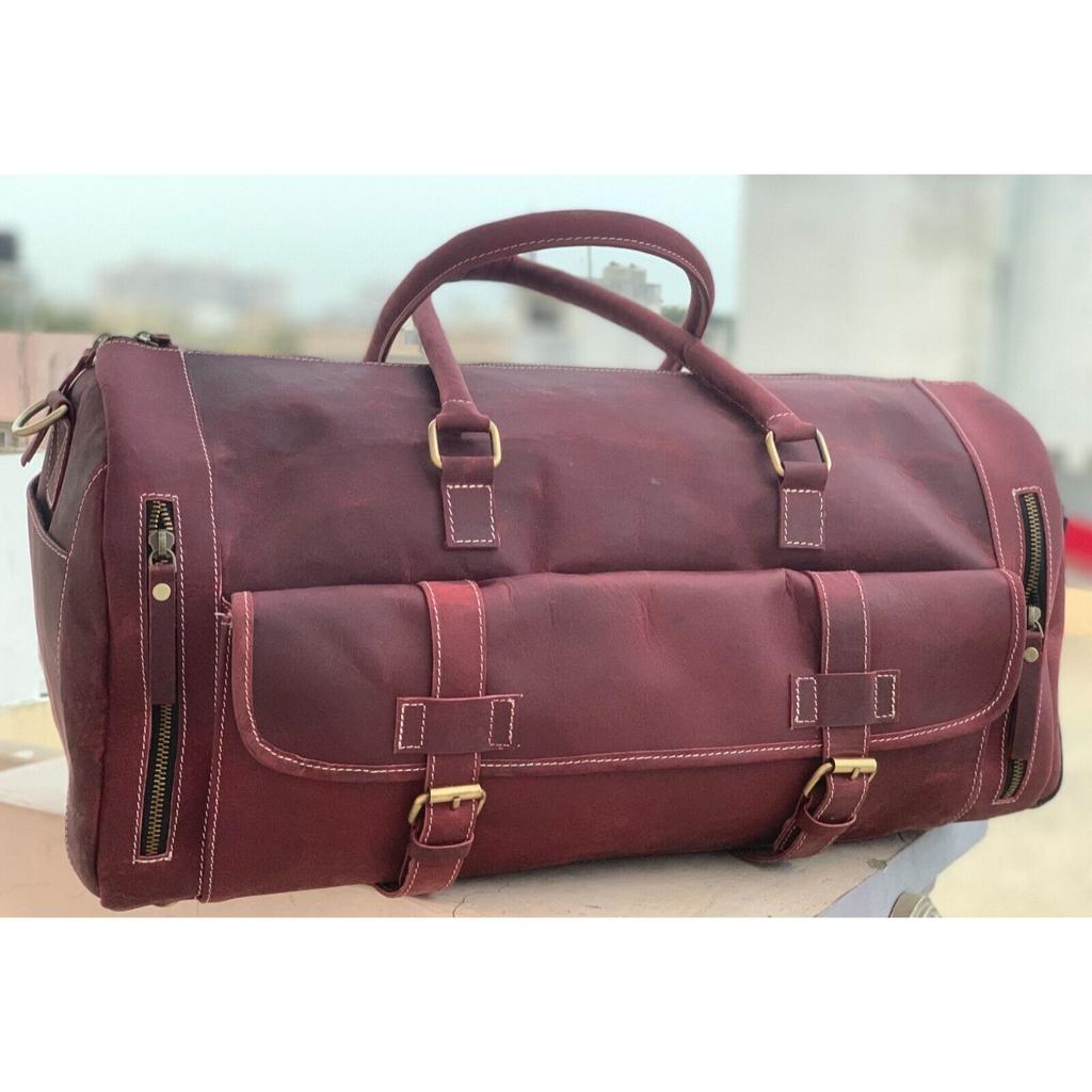 Reisetasche aus echtem Leder, Wochenendgepäck, Reisetasche aus Büffelleder