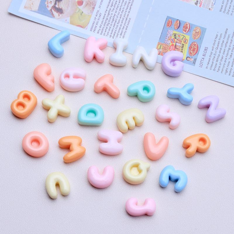 30 Pcs New Kawaii Cartoon Mixed Color English Letters Resin Scrapbook Diy Decorative Hair Clip, Pendant Jewelry Parts A70