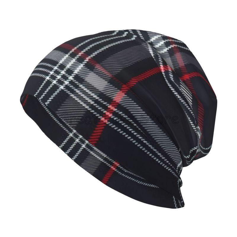 Custom GTI Tartan Plaid Beanie Hat Warm Bonnet Cap Adults Knitted Hats Headwear Vintage Street Skullies Beanies for Women Men