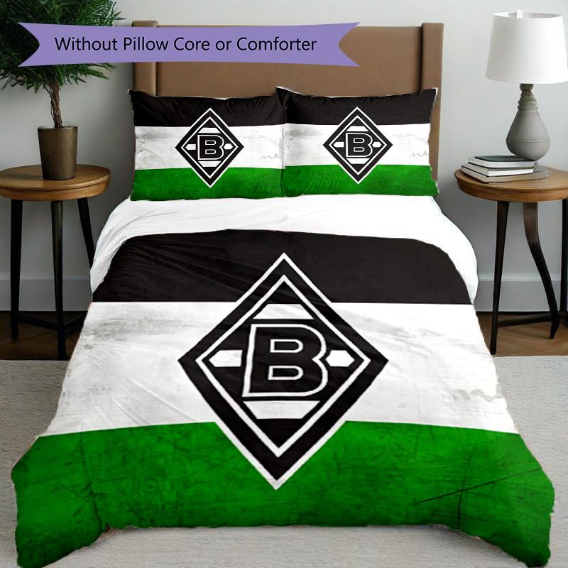 3pcs Duvet Cover Set (1*Duvet Cover + 2*Pillowcase, Without Core), Borussia Monchengladbach Print Bedding Set, Bedroom Decor, All‑Season, Birthday Gif