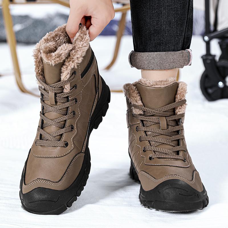 2024 New Warm Vulcanized Shoes Men's Casual Sports Shoes Winter Thick Sole Mid Top Fashionable Youth Versatile Trendy Boots
