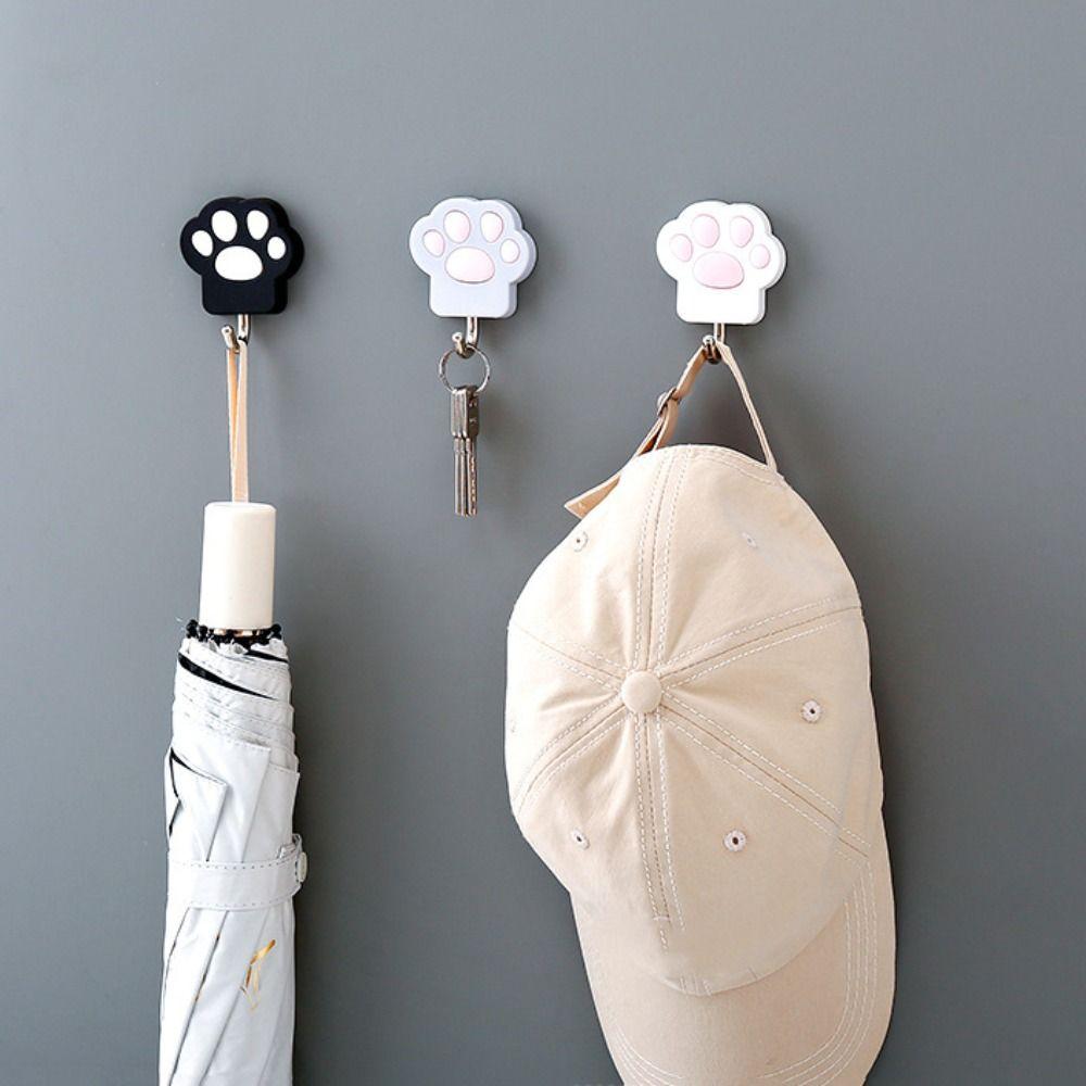 

Punch Free Towel Holder Plastic Coat Hook Multifunctional Cats Paw Shape Hanger Kitchen