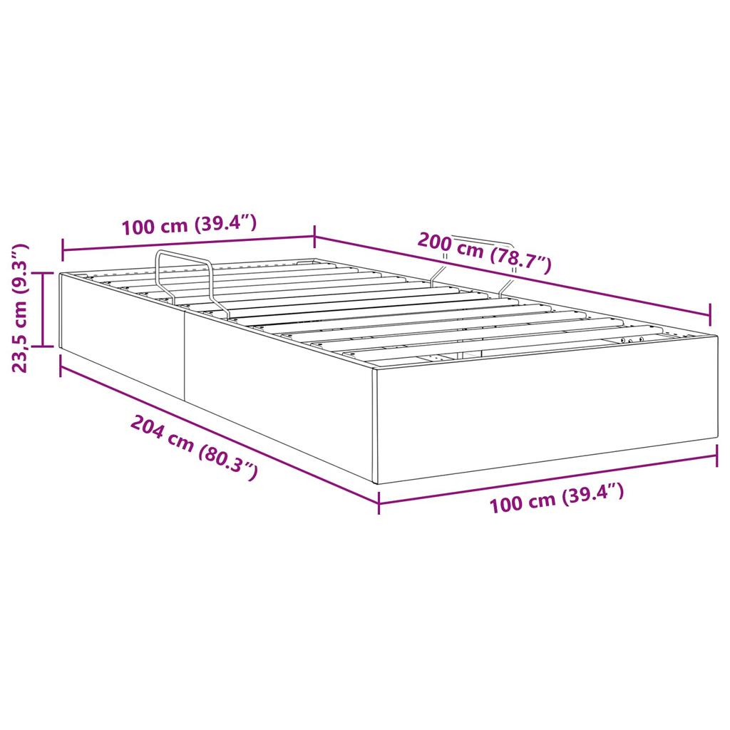 Ottoman Bed Frame with Storage Light Grey 100 x 200 cm Velvet