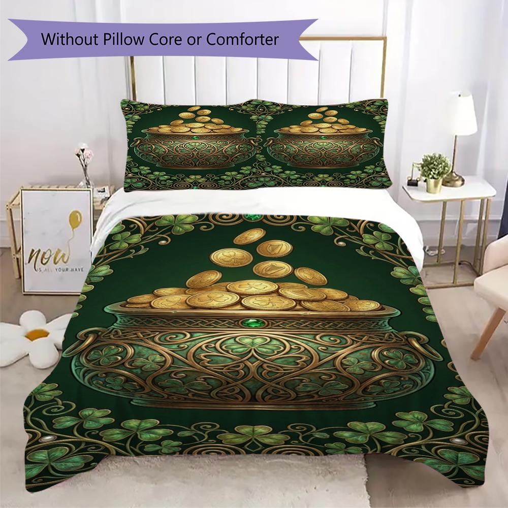Coins&Rainbows Pattern Bedding uilt Set uilt Cover Pillowcase Home Decoration Birthday Gift (1 * duvet cover + 2 * pillowcase without core)115