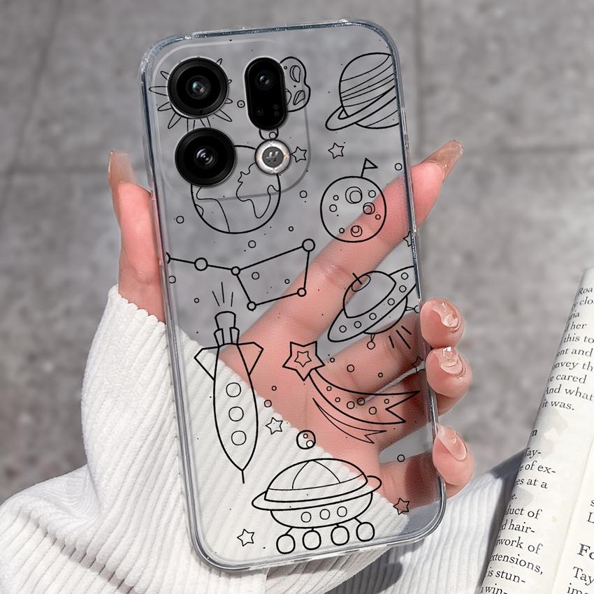 Suitable For Oppo Find X9 X7 X5 Pro X3 X2 Reno11 12 Pro Phone Cover Cute Panda Rabbit Pattern Transparent TPU Dustproof Protective Case For Oppo Shell