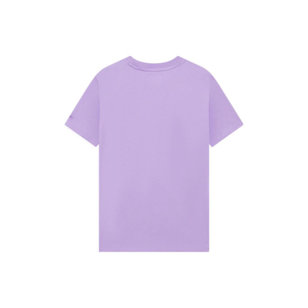 Li Ning Sports Trend Series Solid Color Logo Pendant Round Neck Short Sleeve T-Shirt Women Tops Purple AHSS710-3